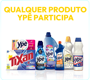 Produtos Ypê participantes da Promoção Meu Ypê Premiado sob o texto Compre qualquer produto Ypê